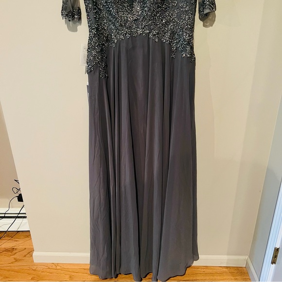 Marsoni Illusion Sleeve Embellished Bodice Dress Charcoal Women's Size 10 NWT - Picture 5 of 15